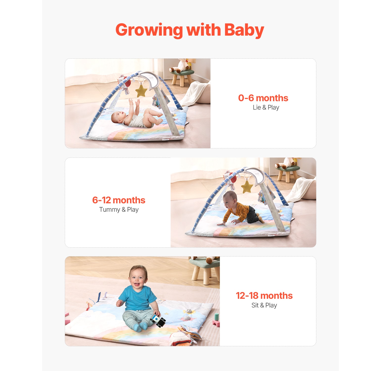 Baby Play Gym Mat For Tummy Time And Early Development Activities_voghion.com